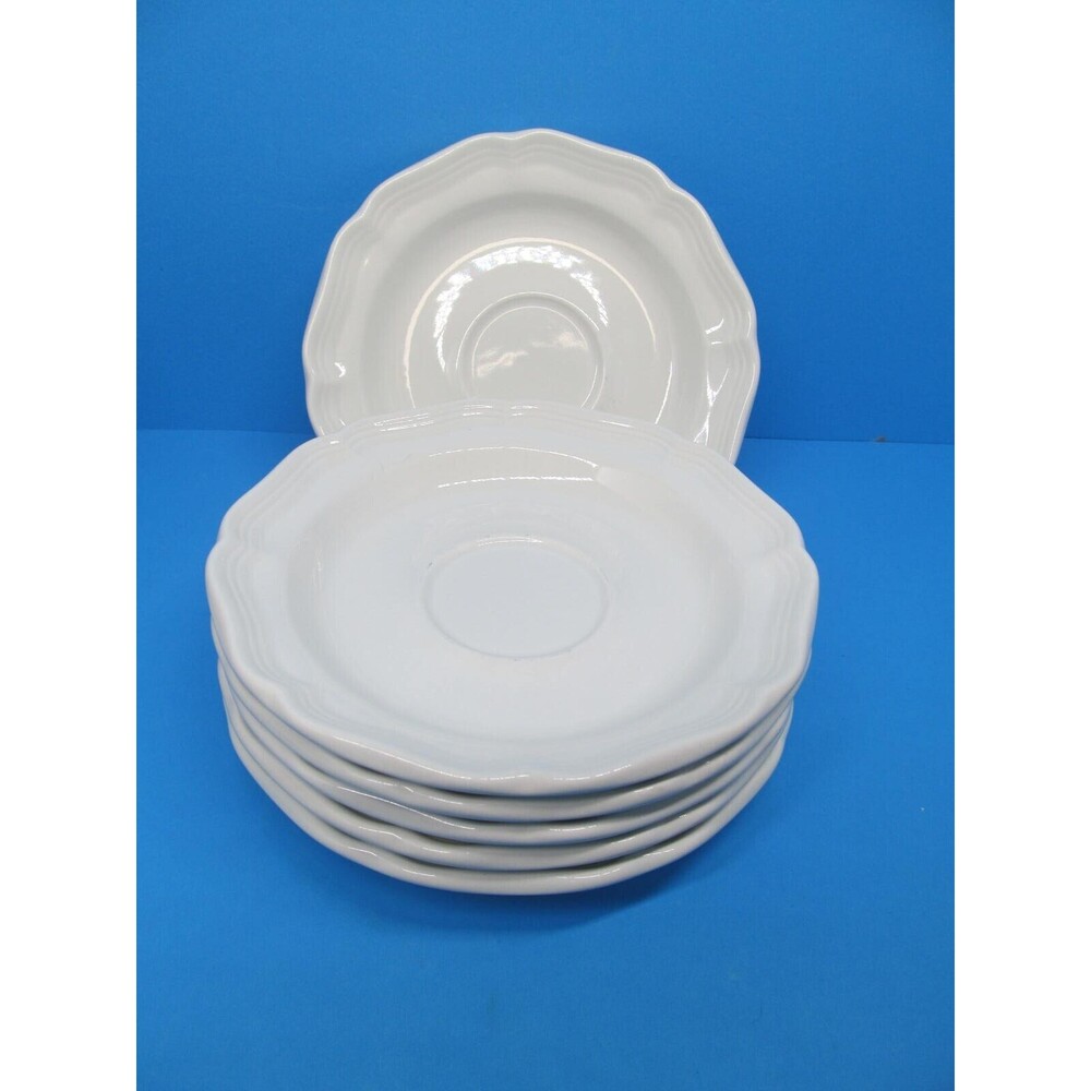Mikasa French Countryside F9000 Set Of 6 White Saucers Only VGC